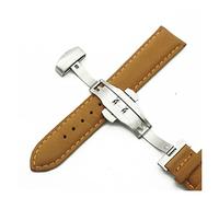 AXTGBHL Reloj de reloj de tejido liso de calidad premium 20 mm 22 mm doble prensa mariposa hebilla correa accesorios for hombres mujeres(Khaki,20mm)