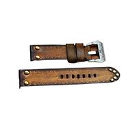 AXTGBHL Reloj retro Correa de cuero 18mm 20 mm 22 mm de 24 mm de reloj Correa de banda cepillada Stee de acero inoxidable tallado Accesorios for panerai(Gelb,24mm)