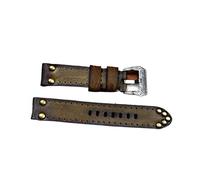 AXTGBHL Reloj retro Correa de cuero 18mm 20 mm 22 mm de 24 mm de reloj Correa de banda cepillada Stee de acero inoxidable tallado Accesorios for panerai(Grn,22mm)
