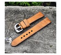 AXTGBHL Retro banda de reloj a mano 20 mm 22 mm 24 mm Vintage reloj de cuero de la banda de la banda de la correa de la muñeca D la hebilla apta for Panerai(Orange,22mm)
