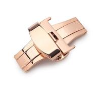 AXTGBHL T02 Reloj automático con hebilla de mariposa de doble clic, botón pulsador, cierre desplegable, correa de reloj plateada, cierre de reloj de 12-24mm(Rose Gold,16mm)
