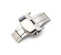 AXTGBHL T02 Reloj automático con hebilla de mariposa de doble clic, botón pulsador, cierre desplegable, correa de reloj plateada, cierre de reloj de 12-24mm(Silver,22mm)