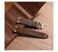 AXTGBHL Vintage Hecho a mano Reloj de cuero Reloj de cuero Banda de reemplazo 18mm 20mm 22mm 24mm Lanzamiento rápido(Brown-White Wire,24mm)