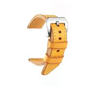AXTGBHL Watchstrap de cuero amarillo reloj de reloj a mano de 20 mm 22 mm 24 mm 26 mm correas de reloj Ajuste for Panerai Hombres Pulsera de reemplazo(Yellow-Silver Buckle,24mm)