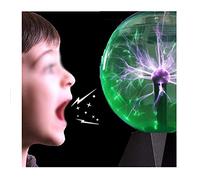 AXTMR Bola de Plasma Azul + Verde táctil y activada por Voz, lámpara Plasma Tres Colores Que Puede purificar el Aire, Utilizar para Iluminación Ambiente Infantil,Green7.9in,Voice