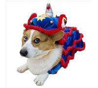 AXTMR Ropa para Perros con Danza del león, Disfraz Divertido de transformación de Lucha contra Leones para Mascotas, Ropa Festiva para Perros y Gatos de Año Nuevo,Blue,S