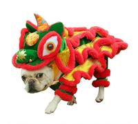 AXTMR Ropa para Perros con Danza del león, Disfraz Divertido de transformación de Lucha contra Leones para Mascotas, Ropa Festiva para Perros y Gatos de Año Nuevo,Red,M