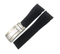 AXUEQIN Correa de goma de 20 mm y 21 mm para Rolex Deepsea, Sea-Dweller Submariner, correa de silicona impermeable para deportes (negro y negro, 20 mm)