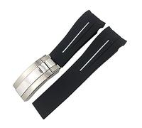 AXUEQIN Correa de goma de 20 mm y 21 mm para Rolex Deepsea, Sea-Dweller Submariner, impermeable, deportiva, correa de reloj de silicona (negro y blanco, 20 mm)