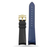 AXUEQIN Correa de reloj de silicona de goma natural de 22 mm especial para Tudor Black Bay GMT, pasador curvado, hebilla plegable, negro, rojo, verde, correa de muñeca (negro, azul, dorado, 01, 22 mm)