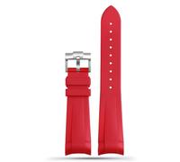 AXUEQIN Correa de reloj de silicona de goma natural de 22 mm especial para Tudor Black Bay GMT, pasador curvado, hebilla plegable, negro, rojo y verde, correa de muñeca (rojo plateado, 22 mm)