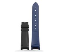 AXUEQIN Correa de reloj de silicona de goma natural de 22 mm especial para Tudor Black Bay GMT, pasador curvado, hebilla plegable, negro, rojo y verde, correa de muñeca (negro azul, 22 mm)