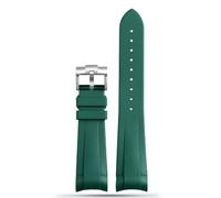 AXUEQIN Correa de reloj de silicona de goma natural de 22 mm especial para Tudor Black Bay GMT, pasador curvado, hebilla plegable, negro, rojo y verde, correa de muñeca (verde plata, 22 mm)