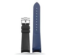 AXUEQIN Correa de reloj de silicona de goma natural de 22 mm especial para Tudor Black Bay GMT, pasador curvado, hebilla plegable, negro, rojo, verde, correa de muñeca (negro, azul, plata, 22 mm)