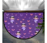 Axurera Tapete semicircular para puerta delantera, lavable, con diseño de bailarina, con corazones, para interiores, entrada, baño, dormitorio, antideslizante, 91 x 61 cm