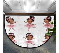 Axurera Tapete semicircular para puerta delantera, lavable, para interiores, baño, dormitorio, antideslizante, 91 x 61 cm