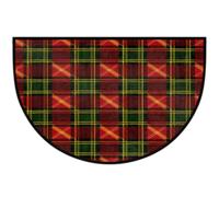 Axurera Tapete semicircular retro, rojo, verde, negro, a cuadros, lavable, semicírculo, para puerta delantera, entrada, baño, dormitorio, tapete antideslizante, 36 x 24 pulgadas