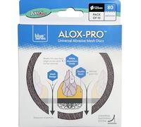 Axus Decor Alox-Pro - Discos de lija universales de malla abrasiva de grano 80, almohadillas orbitales redondas de gancho y bucle, ideales para madera, paredes, metal, plástico, paquete de 10, 125 mm