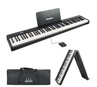 Axus Teclado De Piano Digital Plegable Portátil De 88 Teclas, Teclas Semipesadas De Tamaño Completo, Pedal De Sostenido, Batería Recargable - Negro