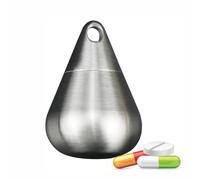 AXUYU Pastillero pequeño de titanio con llavero, contenedor impermeable para pastillas, mini pastillero portátil con forma de gota de agua para viajes al aire libre, camping