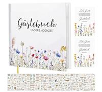AXVRAV Libro de visitas para bodas con preguntas, libro de visitas en blanco, libro de familia para bodas, libro de visitas para rellenar y pegar fotos, libro de visitas de boda para novios recuerdos