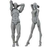 AXXHOTHO Juego de figuras de acción de maniquí de artista, masculino y femenino, figura articulada para dibujar, gris, esbozar y pintar (gris)