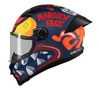 AXXIS Fenix Angry Face Fluo Mate - Casco de Moto Integral Unisex Hombre y Mujer - Homologado ECE 22.06 (S)