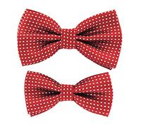 axy Conjunto de moscas para padre-hijo con aspecto de pareja, ya atado y ajustable con lunares pajarita sesión de fotos para familias, rojo oscuro, Talla única