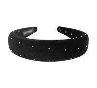 axy Diadema acolchada de terciopelo con diamantes de imitación para mujer, diadema para el pelo HRK10A (negro, ancha)