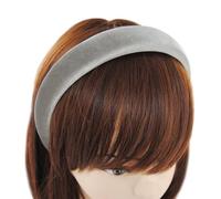 axy Diadema acolchada de terciopelo para mujer, ancha, diadema para el pelo, cinta para el pelo, banda HRK10B (gris plateado)