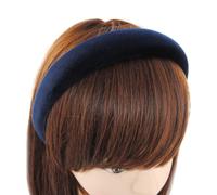 axy Diadema acolchada de terciopelo para mujer, ancha, diadema para el pelo, cinta para el pelo, cinta para el pelo HRK10B (azul)
