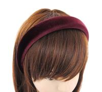 axy Diadema acolchada de terciopelo para mujer, ancha, diadema para el pelo HRK10B (rojo vino)