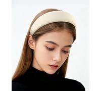 axy Diadema ancha acolchada de tela acanalada, bonita diadema para mujer, diadema para el pelo, banda para el pelo HR10C (blanco)