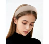 axy Diadema ancha acolchada de tela acanalada, bonita diadema para mujer, diadema para el pelo HR10C (beige)