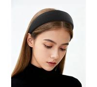 axy Diadema ancha acolchada de tela acanalada preciosa para mujer, diadema para el pelo HR10C (negro)