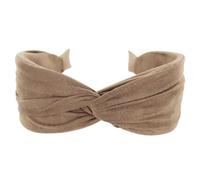 axy Diadema ancha con nudos refinados de tela de franela ligera para mujer, cinta para el pelo HRD6 (beige, extra ancha)