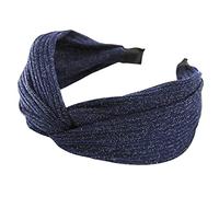 axy Diadema ancha con nudos y tela brillante para el pelo para mujer HR34G (azul marino)