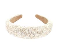 axy Diadema ancha con tejido de tweed acolchado, hermosa diadema para el pelo HRK8 (blanco)