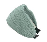 axy Diadema ancha con tejido plisado en aspecto de tela, bonita diadema para el pelo HR32B (verde claro)