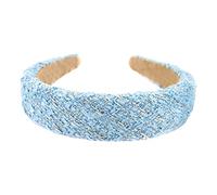 axy Diadema ancha con tela de tweed acolchada, hermosa diadema para el pelo, diadema HRK8 (azul)