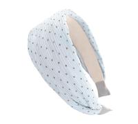 axy Diadema ancha de tela plisada con diseño de lunares para mujer, color azul claro