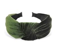 axy Diadema ancha de terciopelo con nudo para mujer, diadema para el pelo, banda para el pelo HR35S (verde)