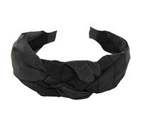 axy Diadema con dos tejidos diferentes y detalle de trenza, aspecto vintage, para el pelo, para mujer, HRZO1 (negro)