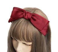 axy Diadema con lazo grande de 20 cm x 6,5 cm, cubierta de satén, bonita diadema para mujer HRS5 (rojo)
