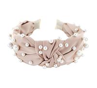 axy Diadema con perlas y nudos de satén tapizada vintage milagrosa diadema diadema diadema para mujer HR35AP (topo)