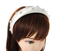 axy Diadema con tela acolchada y piedras preciosas - Diadema para mujer, diadema para el pelo HRK2BS (blanco)
