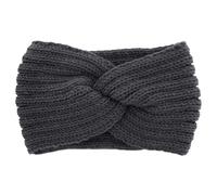 axy Diadema de punto para mujer con nudo torcido, diadema de invierno, diadema de punto (gris oscuro)