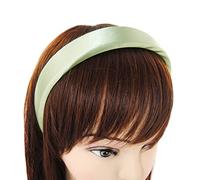 axy Diadema de tela acolchada con colores caramelos y satén tapizados - Hermosa diadema para el pelo HRK7A (verde claro)