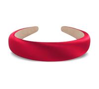 axy Diadema de tela de seda acolchada en elegantes colores festivos, bonita diadema para mujer, diadema para el pelo HRK2Ro (rojo, ancho)