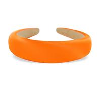 axy Diadema de tela de seda acolchada en elegantes colores festivos, bonita diadema para mujer, diadema para el pelo HRK2Ro (naranja neón, ancha)